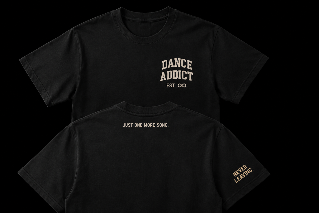 Dance Addict — Just One More Song Tee 🖤♾️